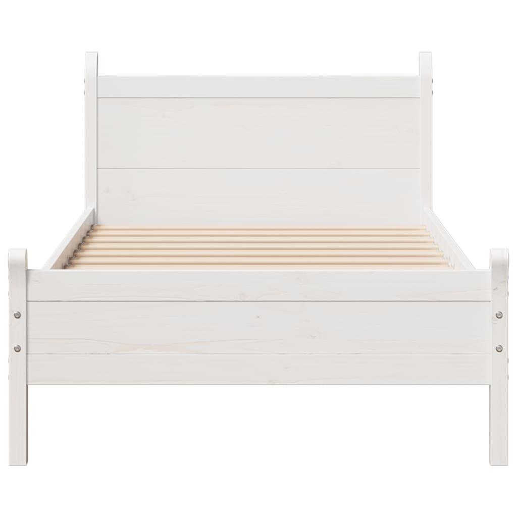 Sengeramme uden madras 75x190 cm massivt fyrretræ hvid