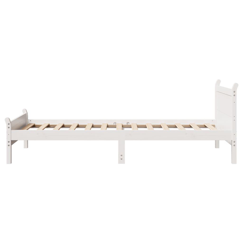 Sengeramme uden madras 75x190 cm massivt fyrretræ hvid