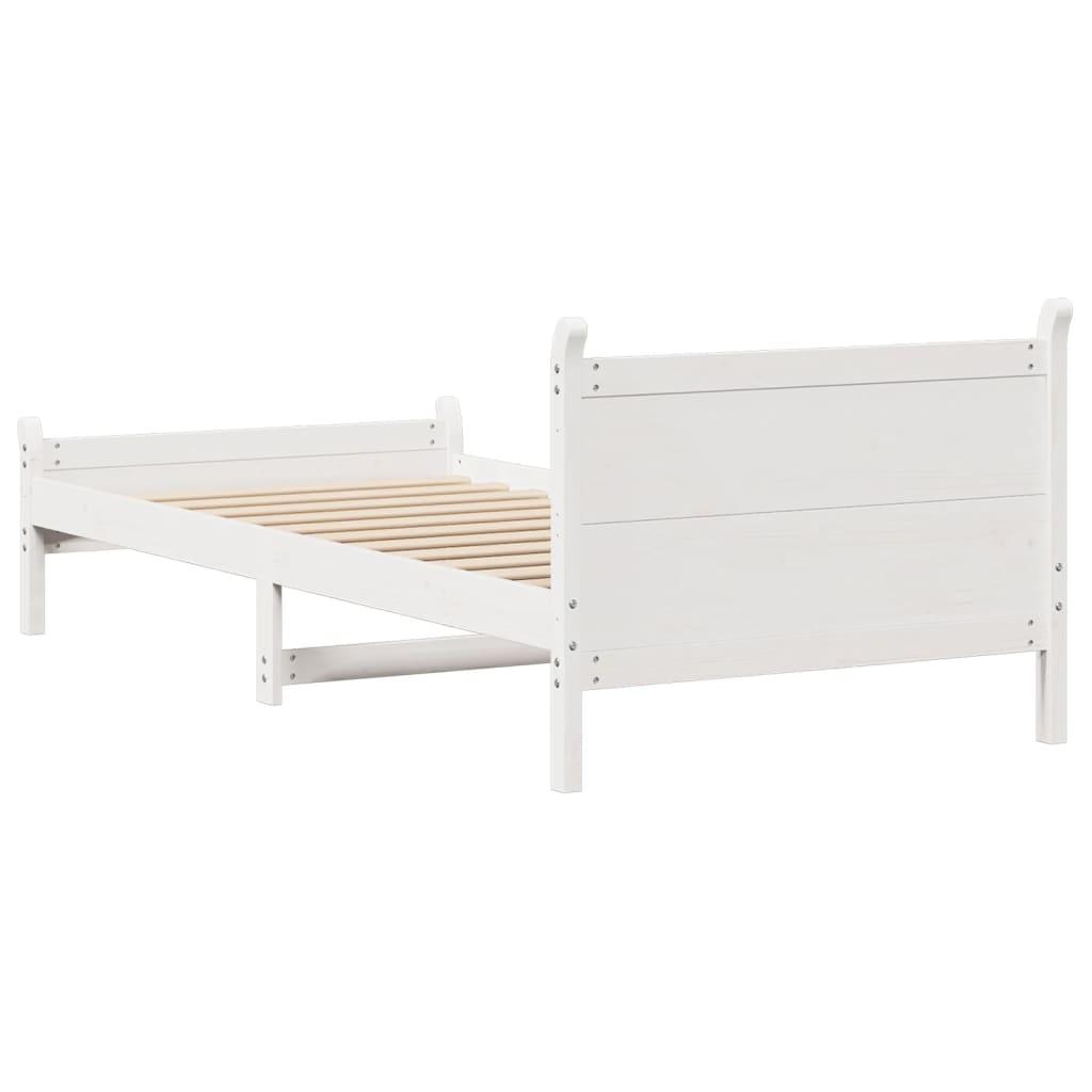 Sengeramme uden madras 75x190 cm massivt fyrretræ hvid