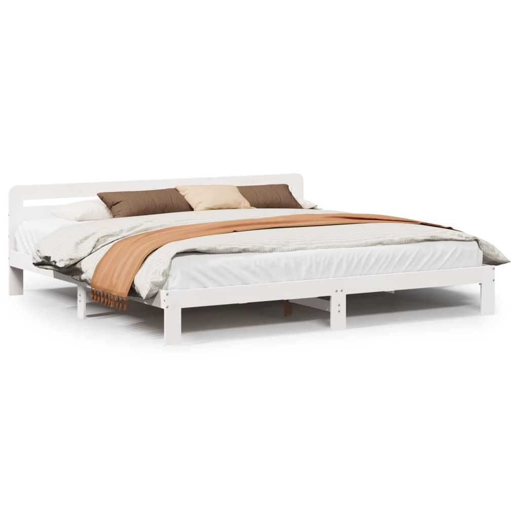 Sengeramme uden madras 180x200 cm massivt fyrretræ hvid