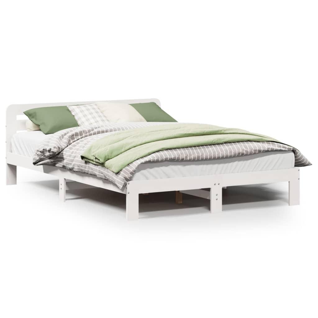 Sengeramme uden madras 120x190 cm massivt fyrretræ hvid