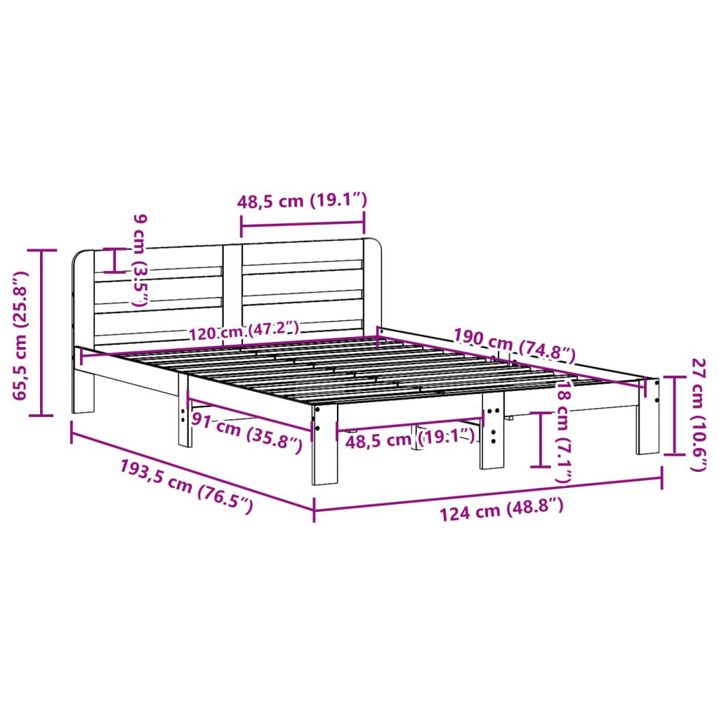 Sengeramme uden madras 120x190 cm massivt fyrretræ hvid