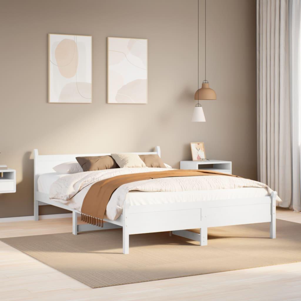 Sengeramme uden madras 160x200 cm massivt fyrretræ hvid