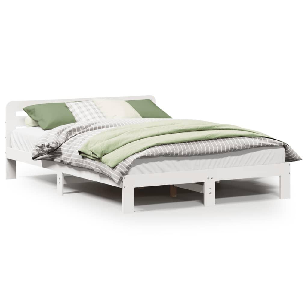 Sengeramme uden madras 140x190 cm massivt fyrretræ hvid