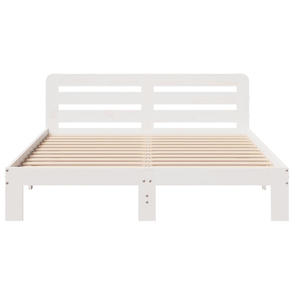 Sengeramme uden madras 140x190 cm massivt fyrretræ hvid