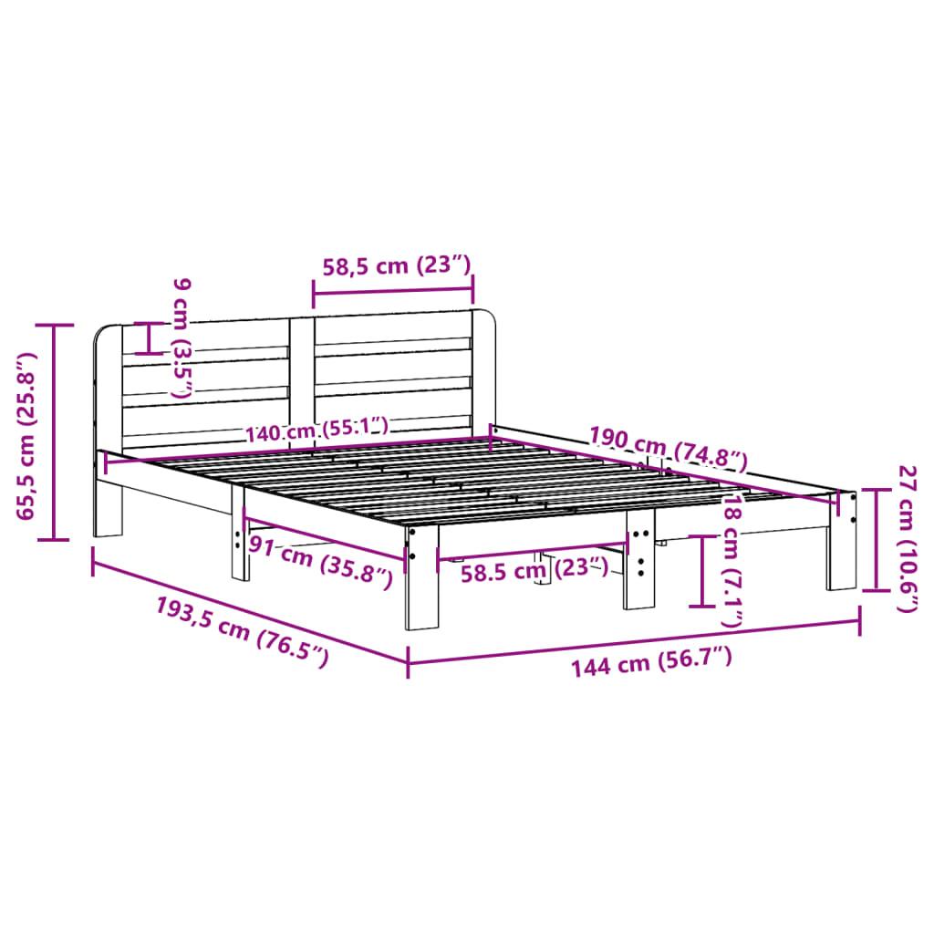 Sengeramme uden madras 140x190 cm massivt fyrretræ hvid