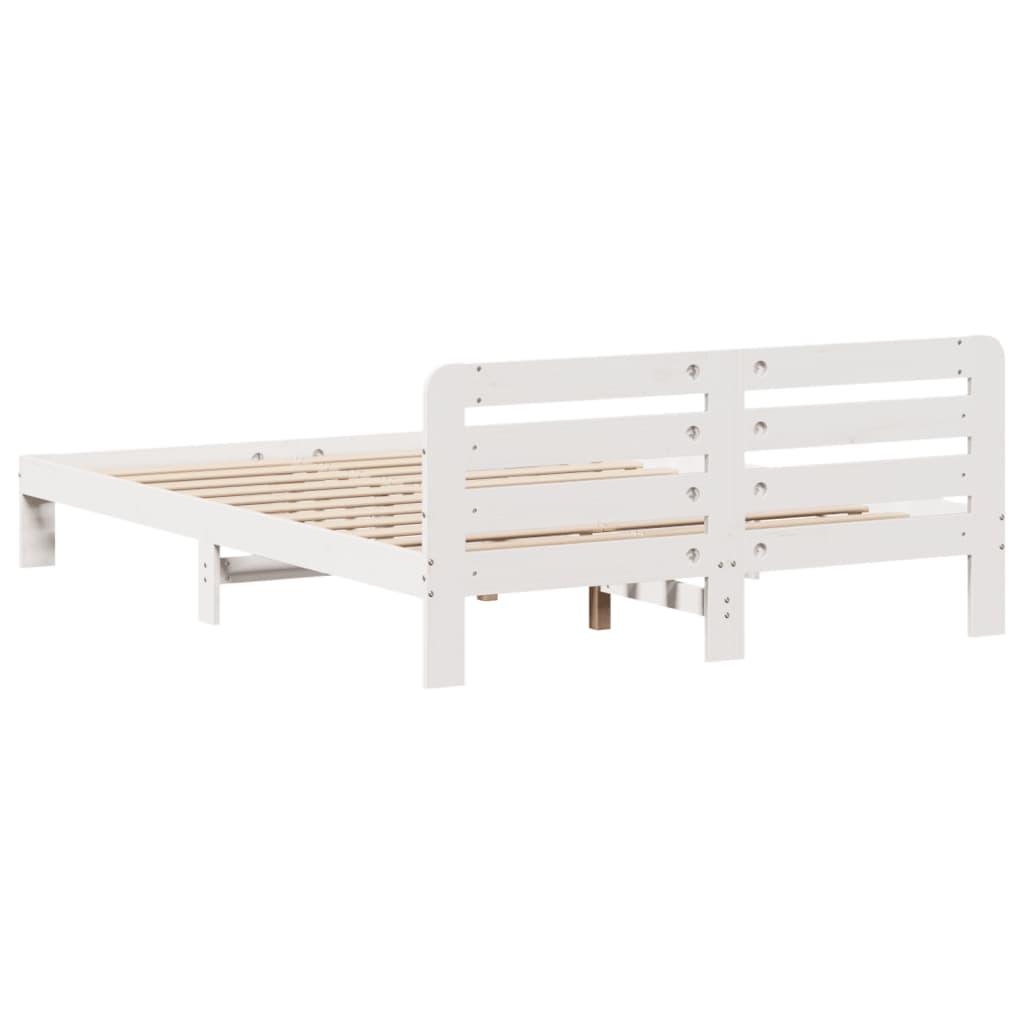 Sengeramme uden madras 160x200 cm massivt fyrretræ hvid
