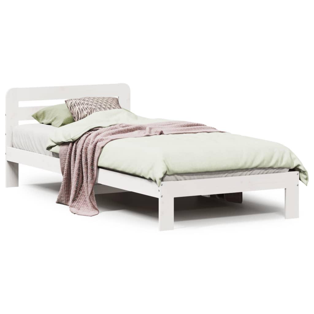 Sengeramme uden madras 90x190 cm massivt fyrretræ hvid