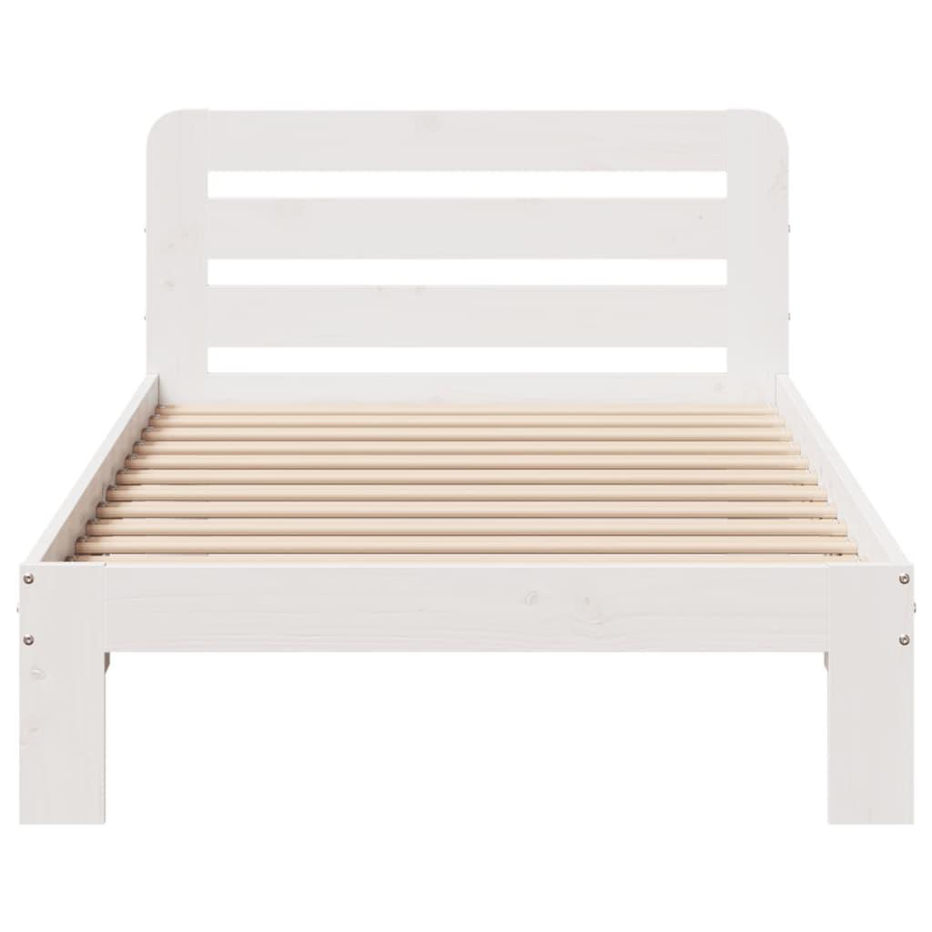 Sengeramme uden madras 90x190 cm massivt fyrretræ hvid
