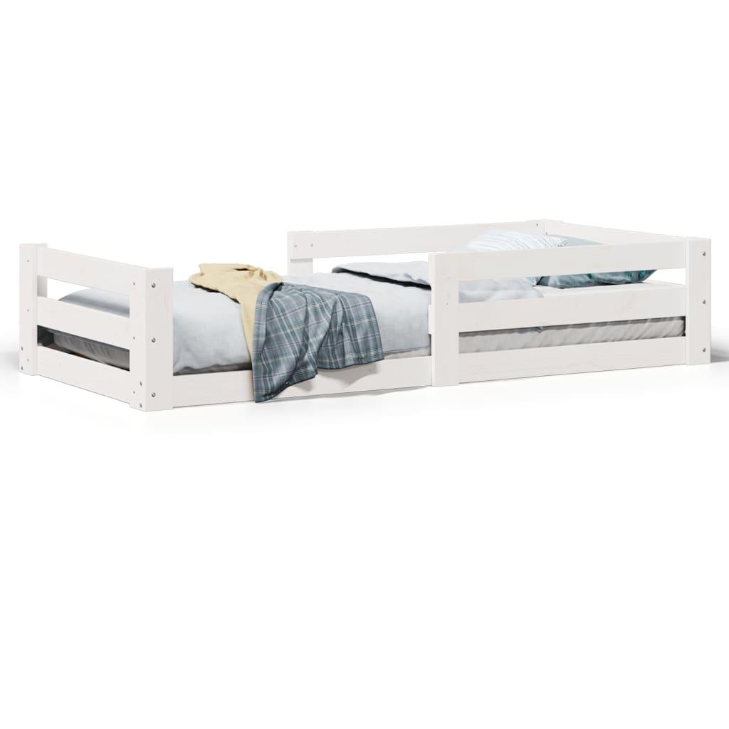 Sengeramme uden madras 75x190 cm massivt fyrretræ hvid