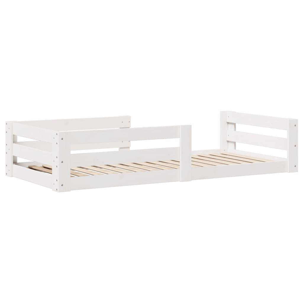 Sengeramme uden madras 75x190 cm massivt fyrretræ hvid