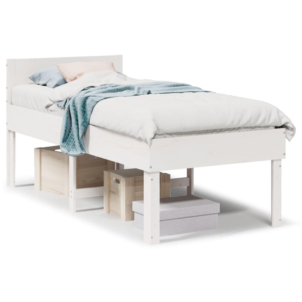 Sengeramme uden madras 80x200 cm massivt fyrretræ hvid