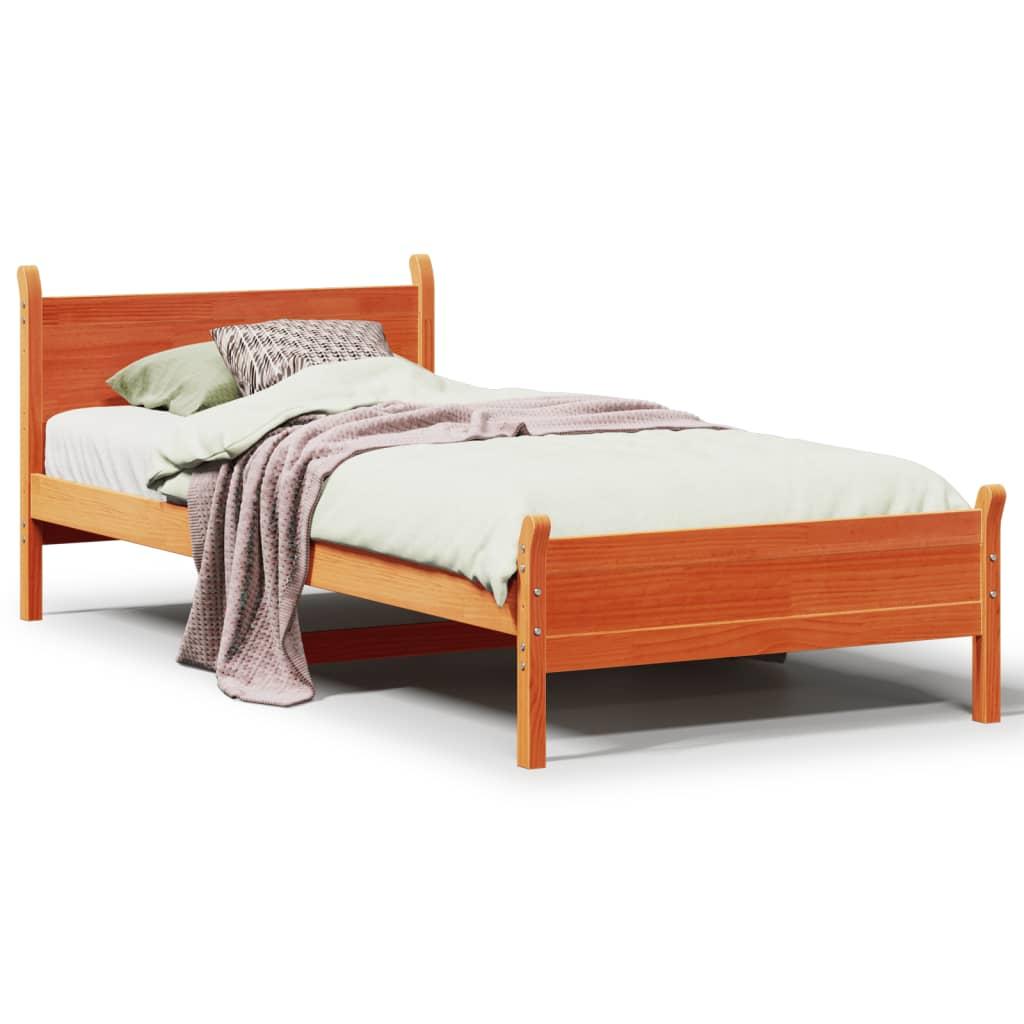Sengeramme uden madras 90x190 cm massivt fyrretræ gyldenbrun