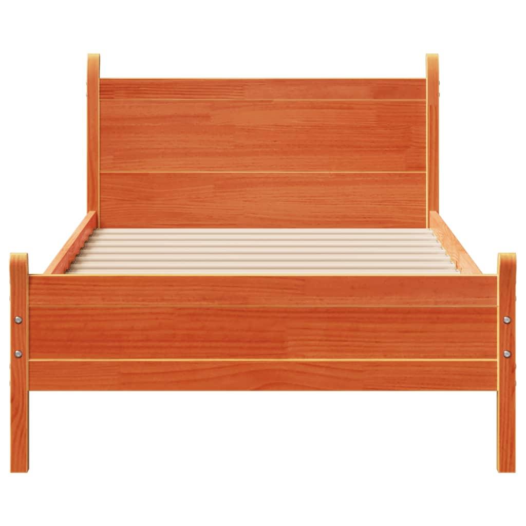 Sengeramme uden madras 90x190 cm massivt fyrretræ gyldenbrun