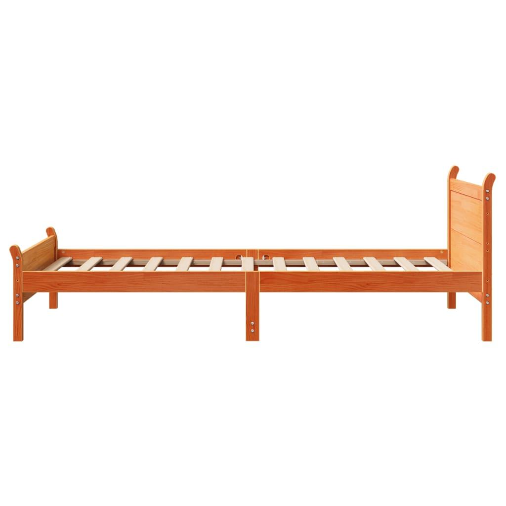 Sengeramme uden madras 90x190 cm massivt fyrretræ gyldenbrun