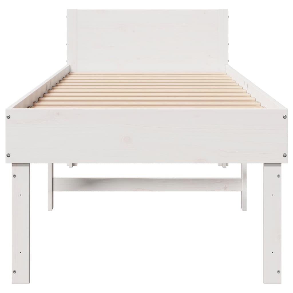 Sengeramme uden madras 90x200 cm massivt fyrretræ hvid