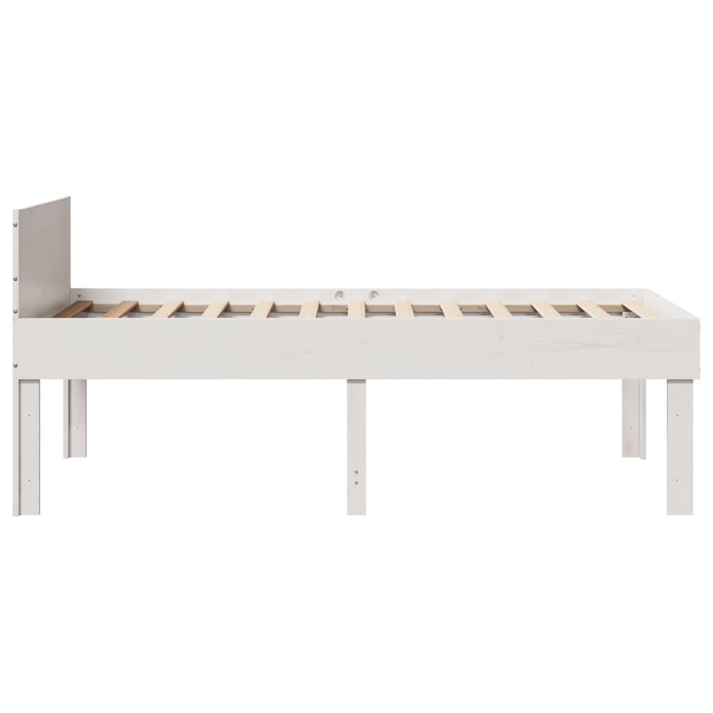 Sengeramme uden madras 90x200 cm massivt fyrretræ hvid