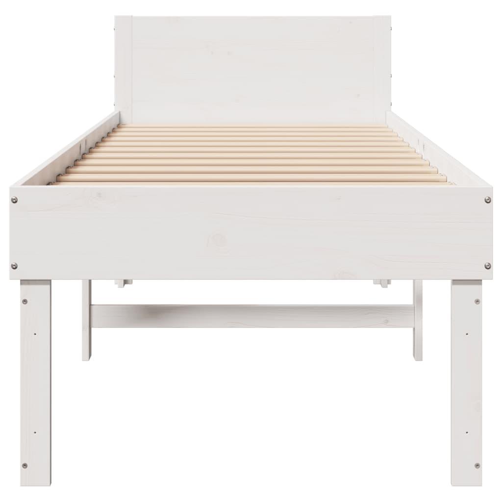 Sengeramme uden madras 75x190 cm massivt fyrretræ hvid