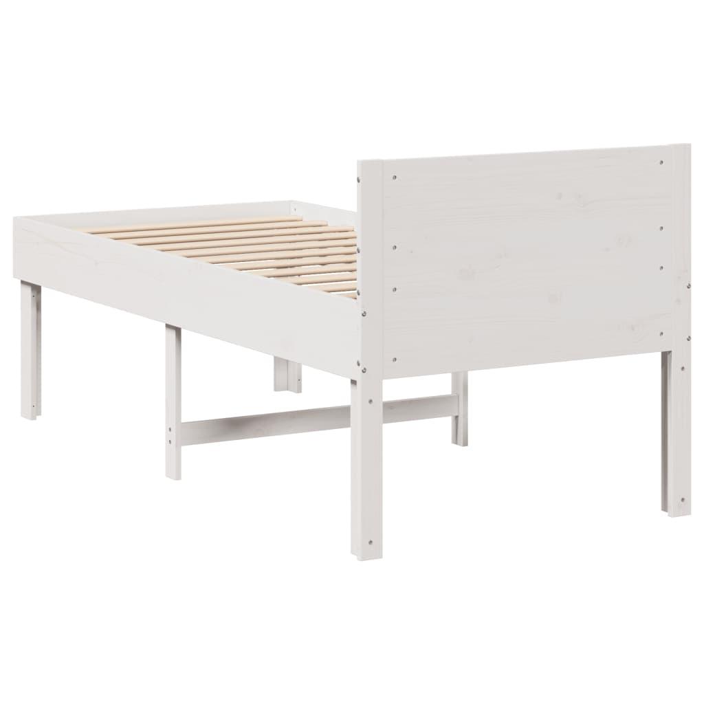 Sengeramme uden madras 75x190 cm massivt fyrretræ hvid