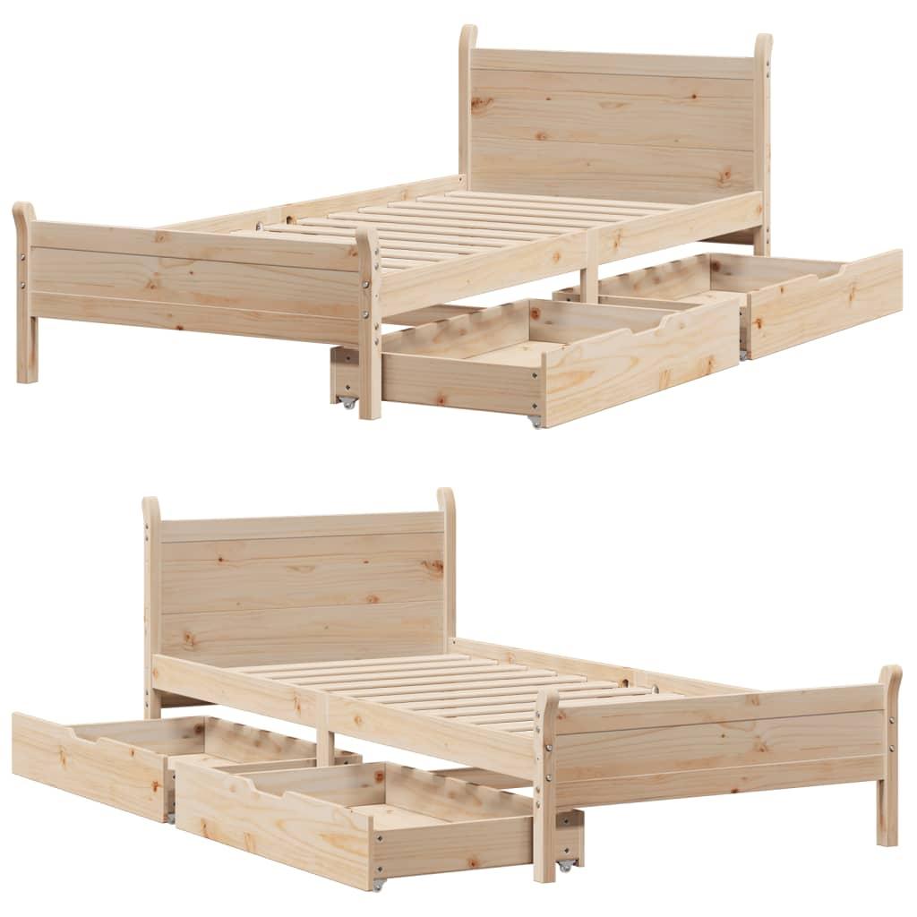 Sengeramme uden madras 75x190 cm massivt fyrretræ