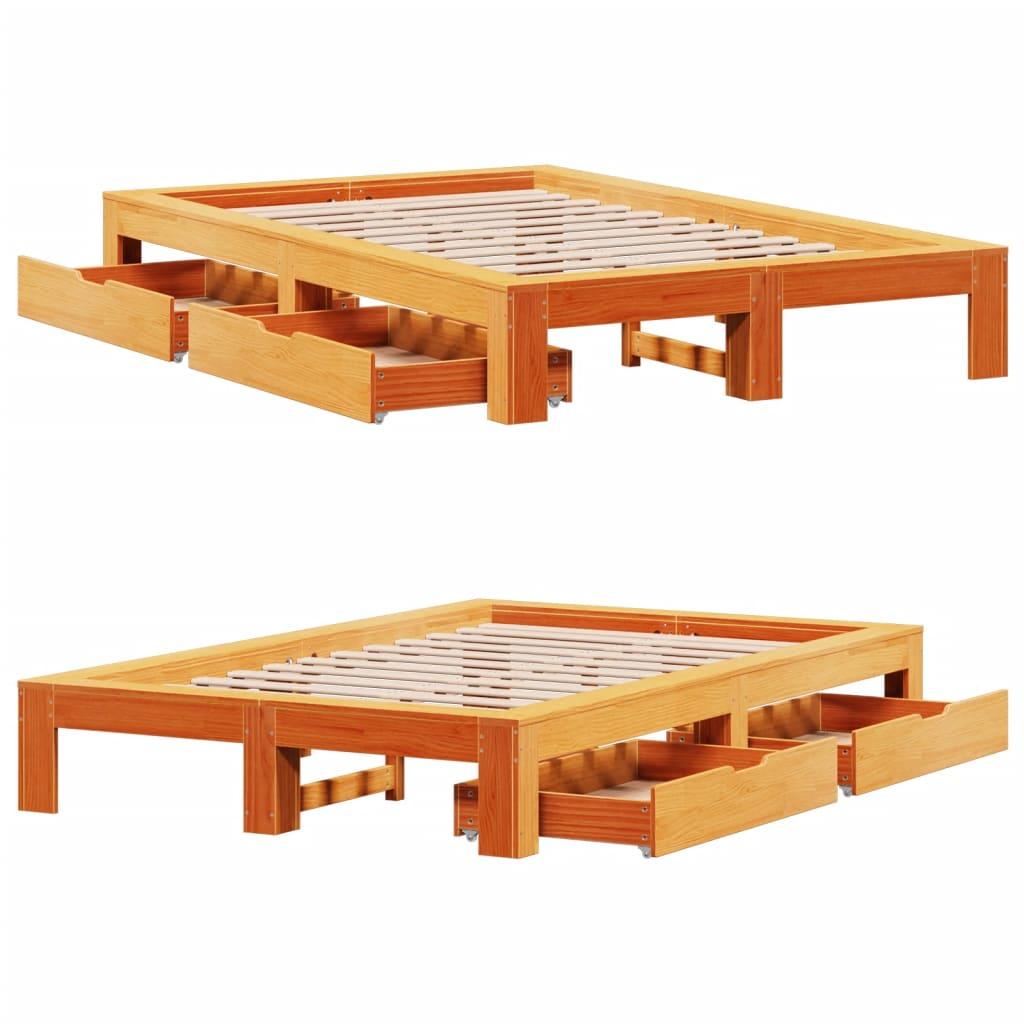 Sengeramme uden madras 120x190 cm massivt fyrretræ gyldenbrun