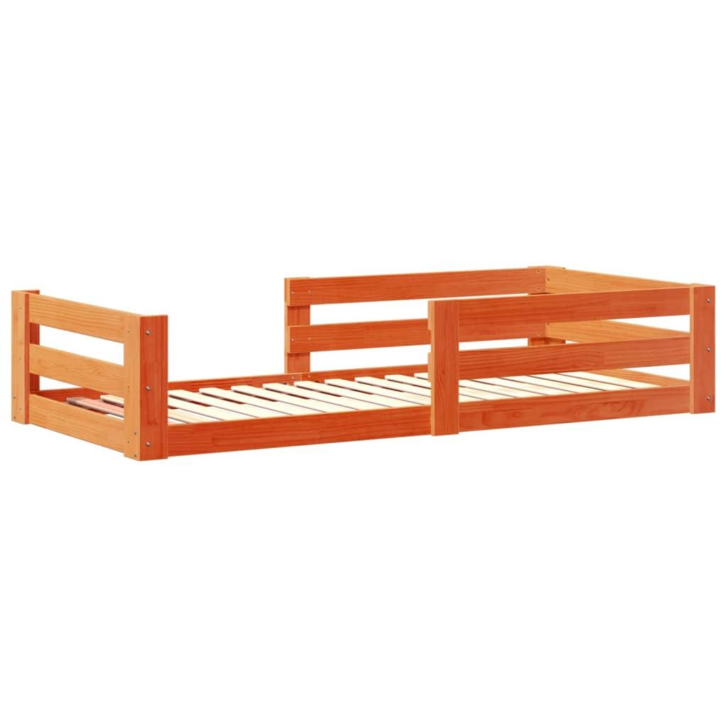 Sengeramme uden madras 70x140 cm massivt fyrretræ gyldenbrun