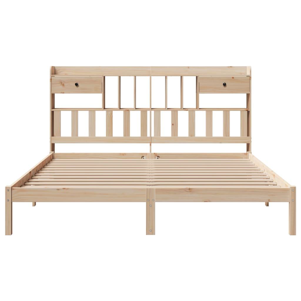 Seng med reol uden madras 200x200 cm massivt fyrretræ
