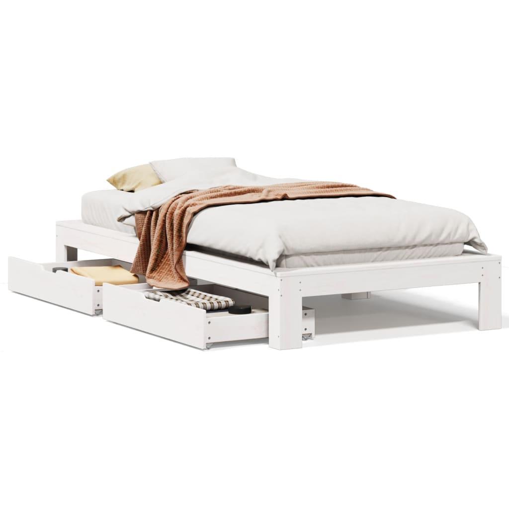 Sengeramme uden madras 75x190 cm massivt fyrretræ hvid