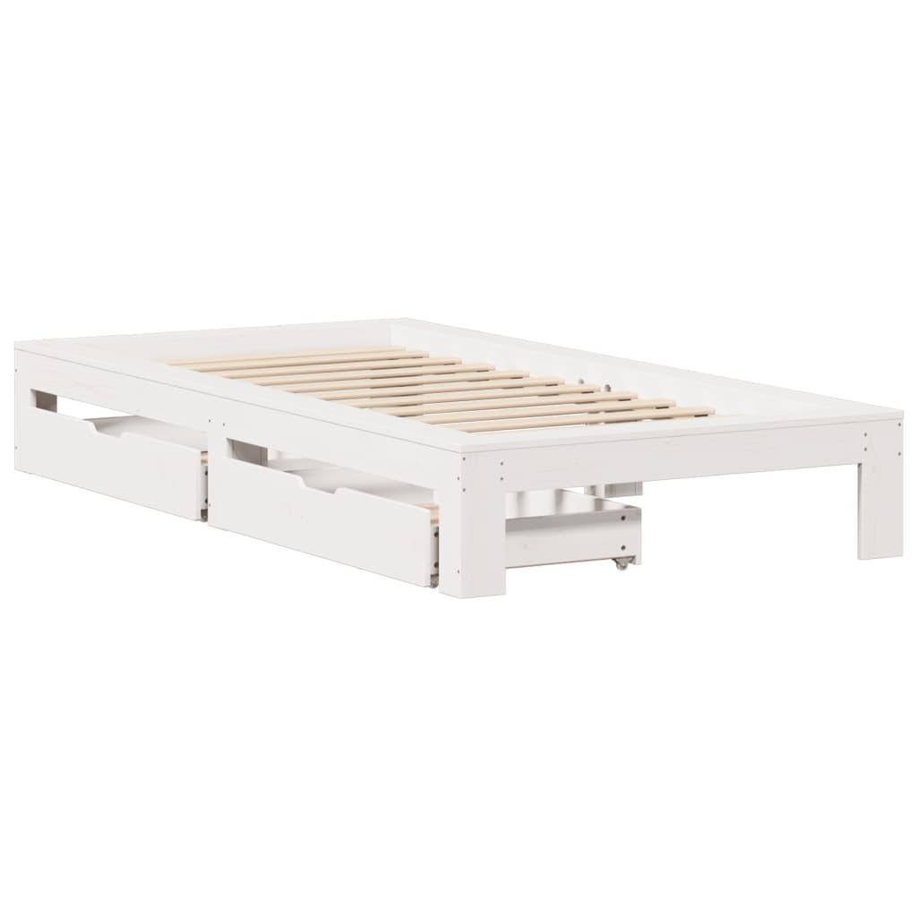 Sengeramme uden madras 75x190 cm massivt fyrretræ hvid