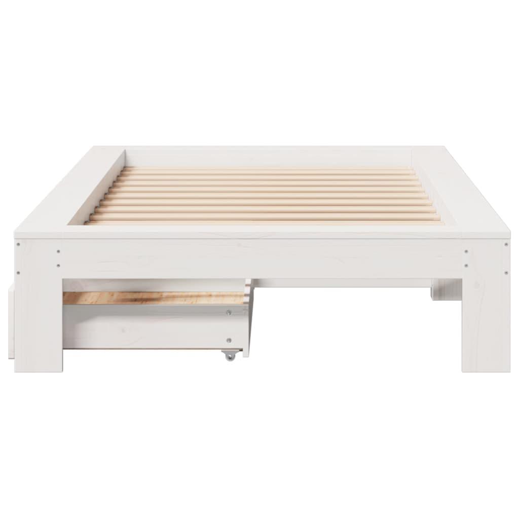 Sengeramme uden madras 75x190 cm massivt fyrretræ hvid