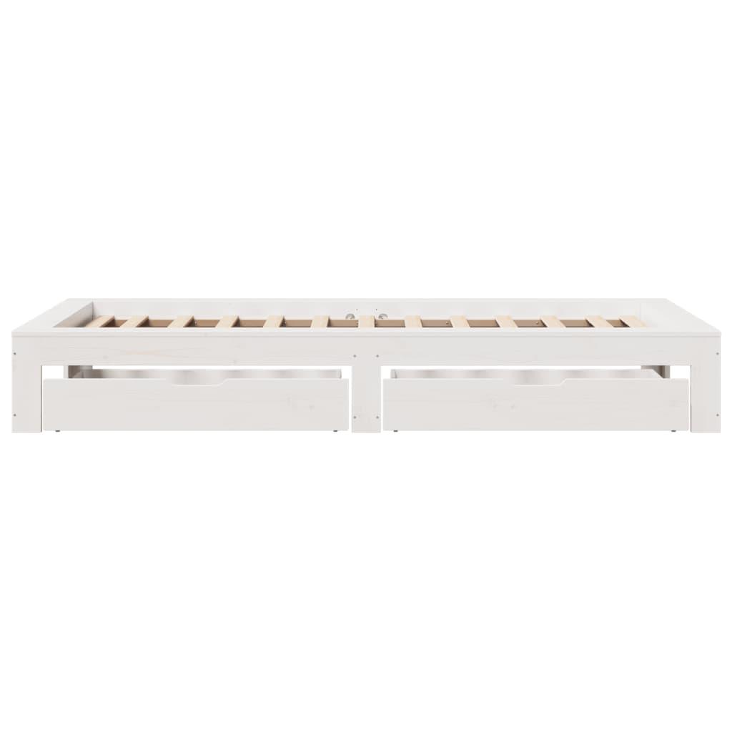 Sengeramme uden madras 75x190 cm massivt fyrretræ hvid