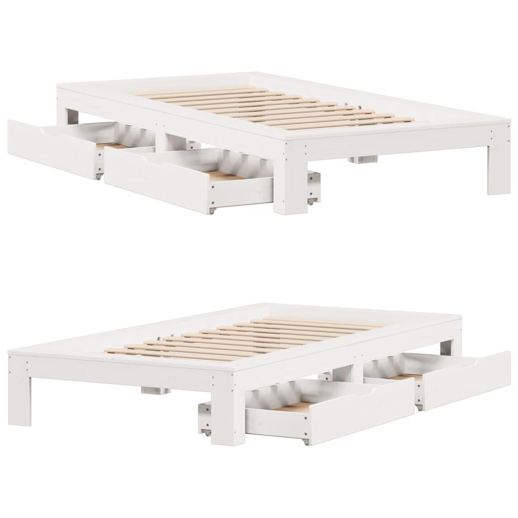 Sengeramme uden madras 75x190 cm massivt fyrretræ hvid