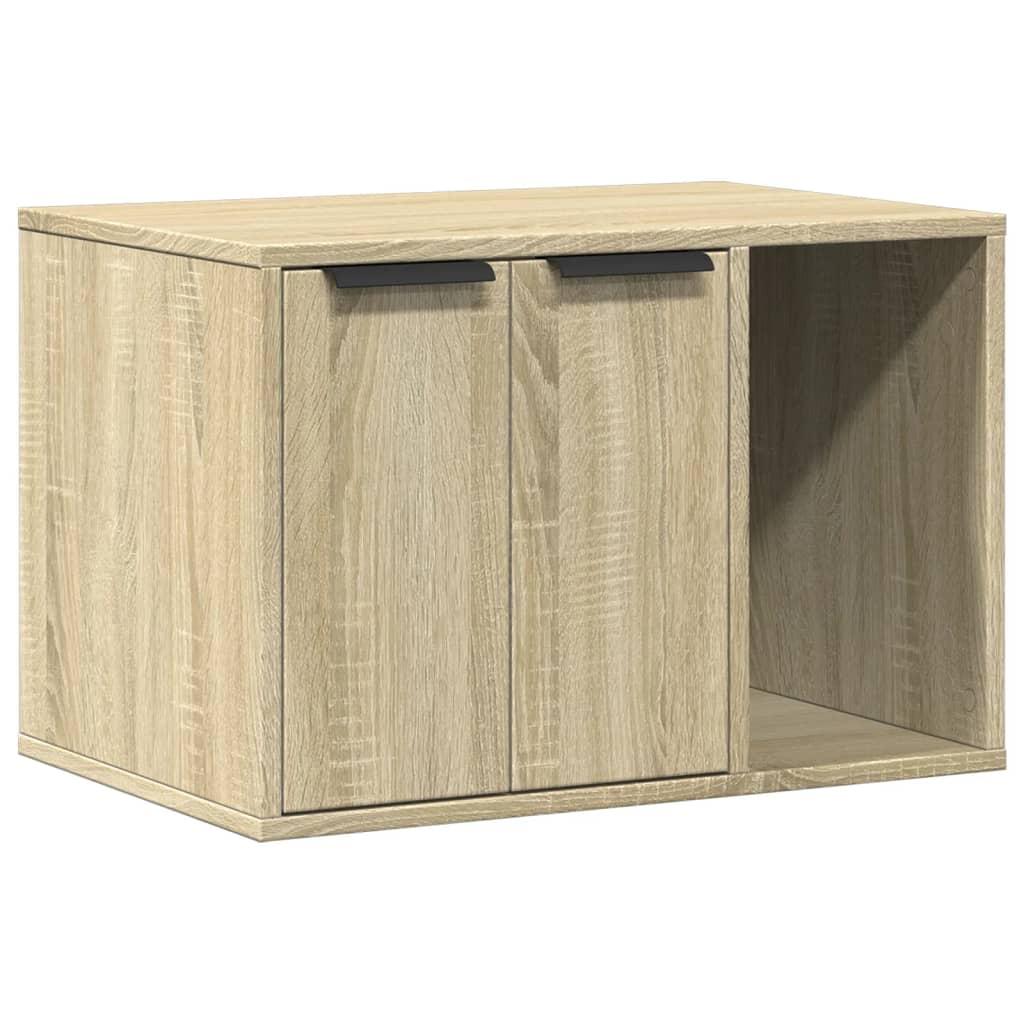 Toiletskjuler kattebakke 60x40x40 cm konstrueret træ sonoma-eg