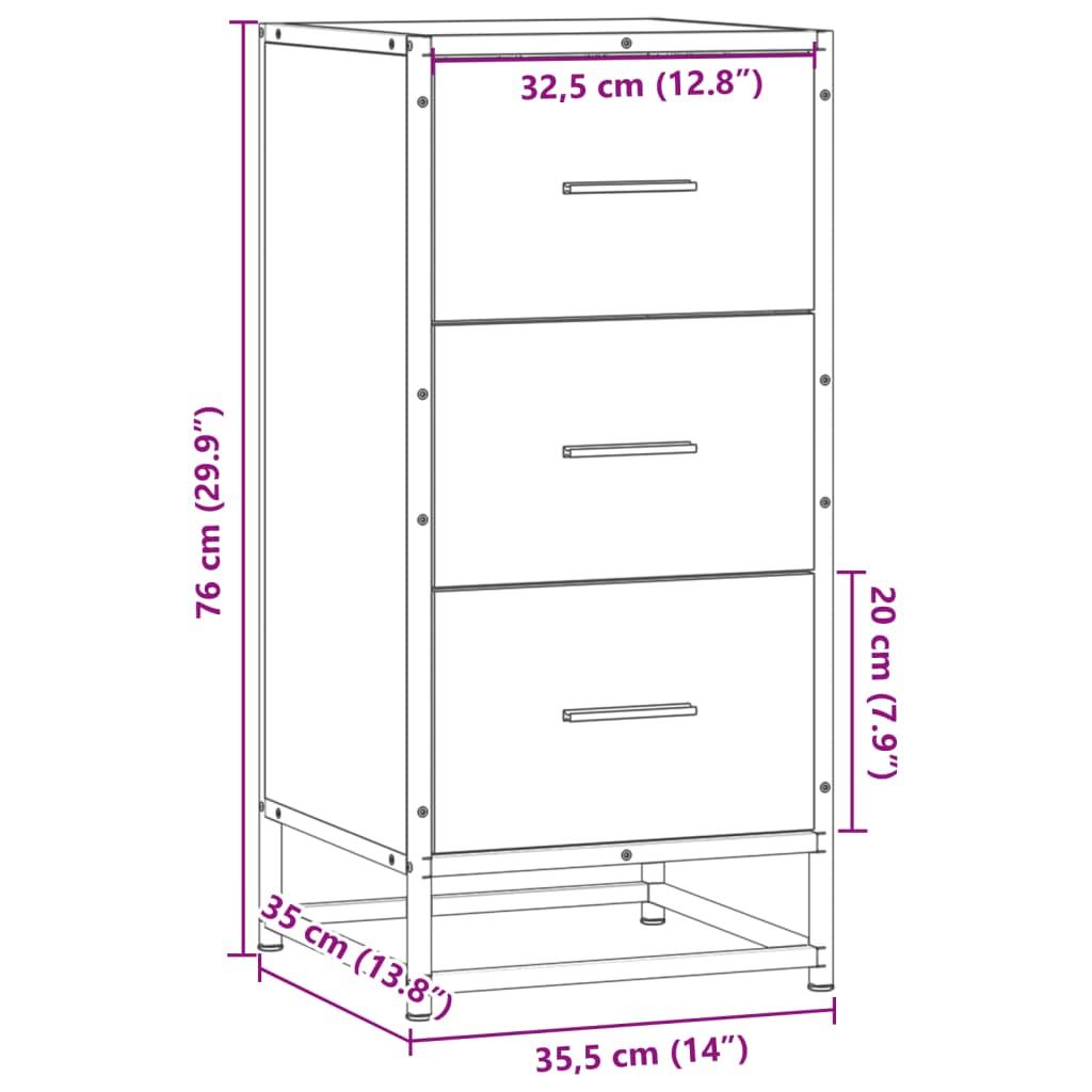 Skab 35,5x35x76 cm konstrueret træ og metal sonoma-eg