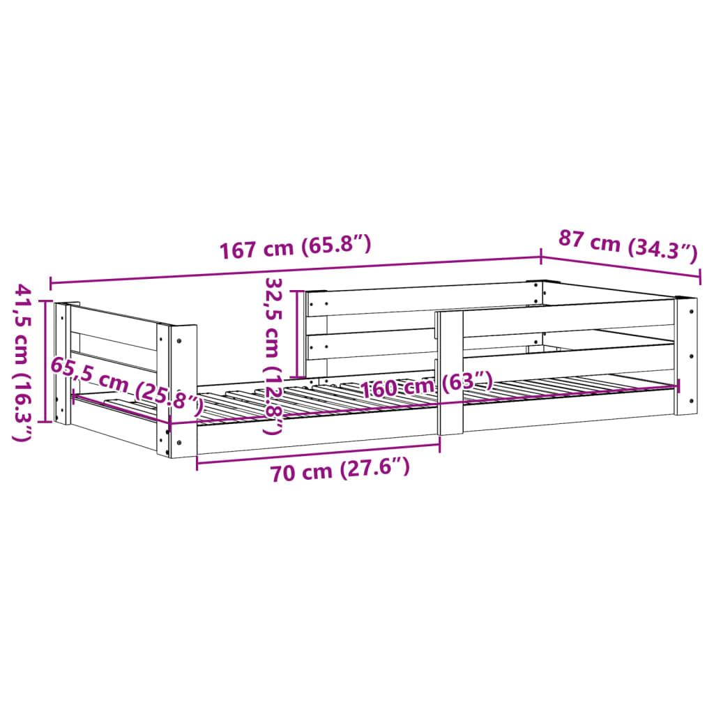 Sengeramme uden madras 80x160 cm massivt fyrretræ gyldenbrun