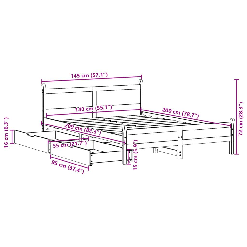 Sengeramme uden madras 140x200 cm massivt fyrretræ