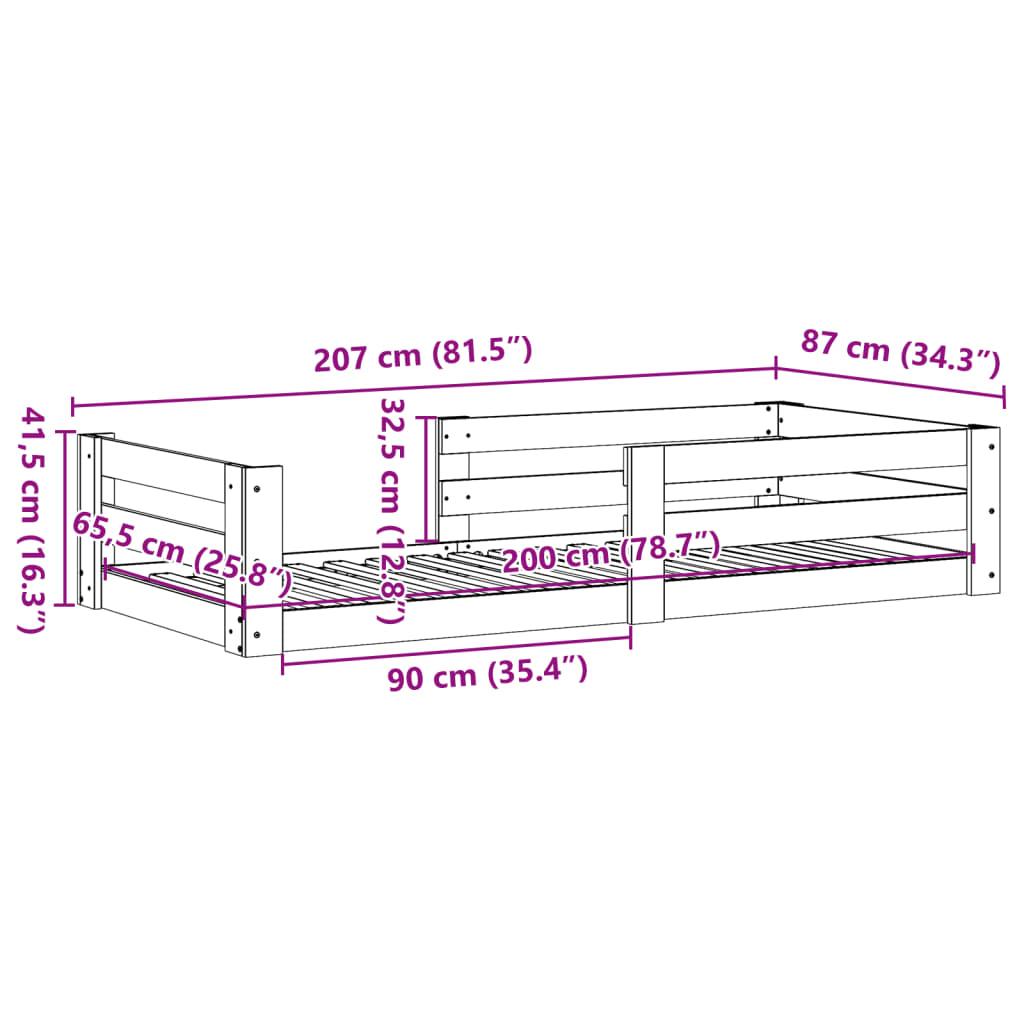 Sengeramme uden madras 80x200 cm massivt fyrretræ
