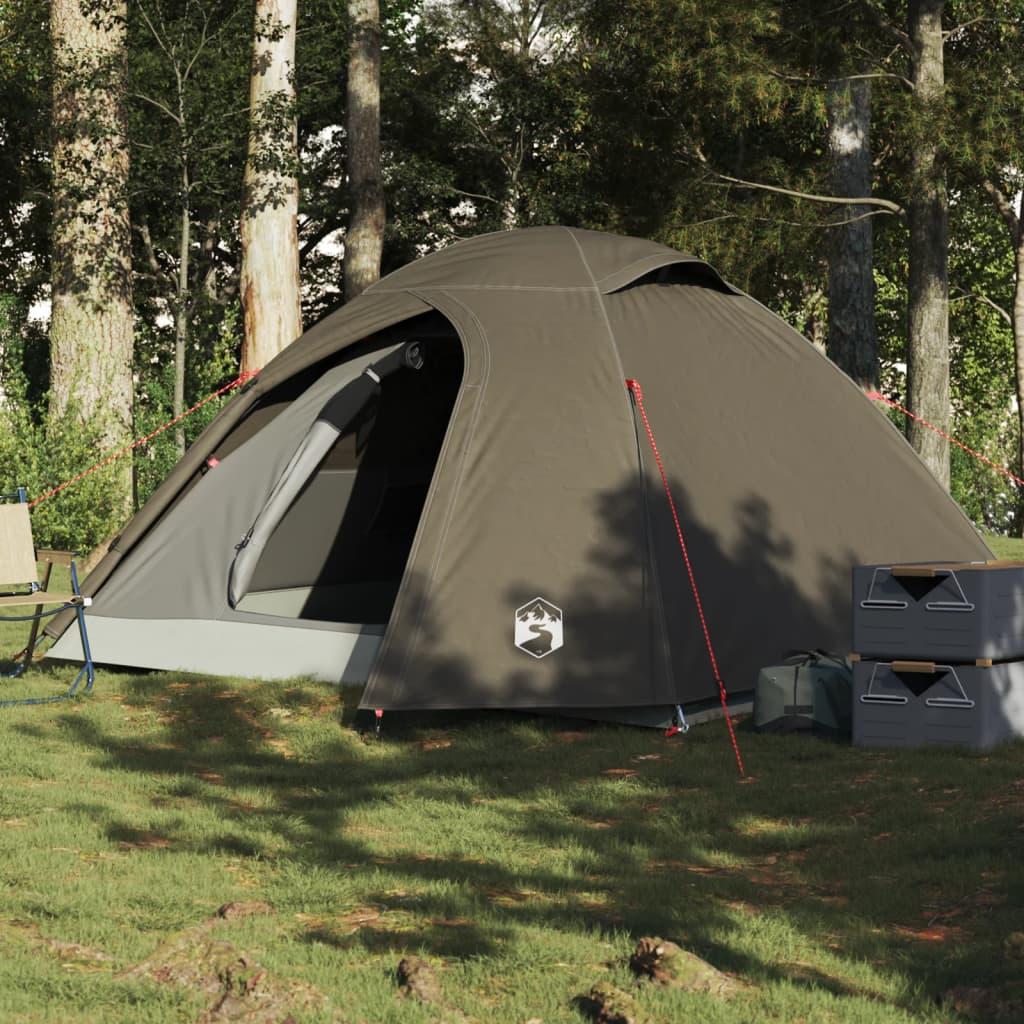 4-personers campingtelt vandafvisende kuppel brun