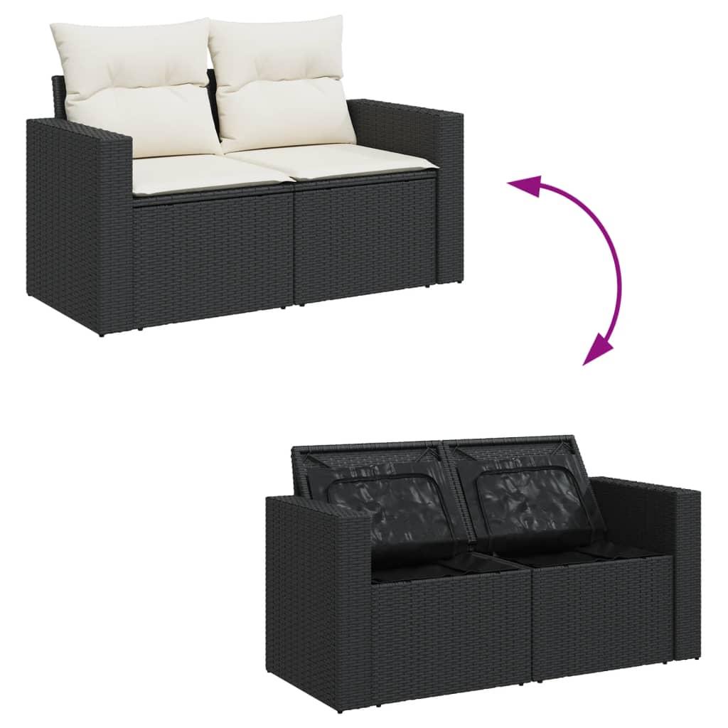 Sofasæt til haven 5 dele med hynder polyrattan sort