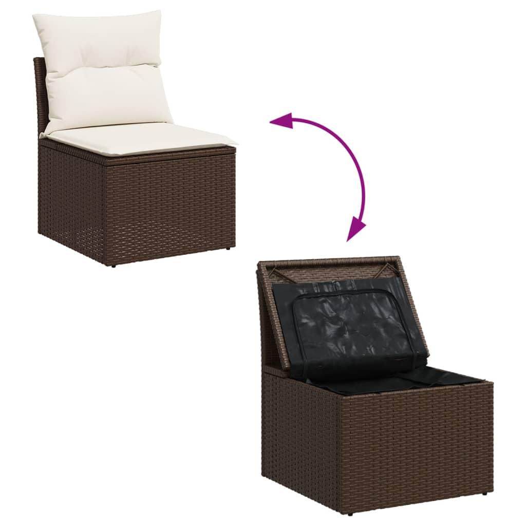 Sofasæt til haven 4 dele med hynder polyrattan brun