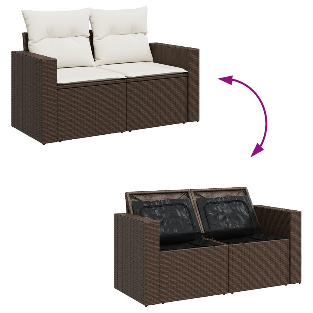 Sofasæt til haven 4 dele med hynder polyrattan brun