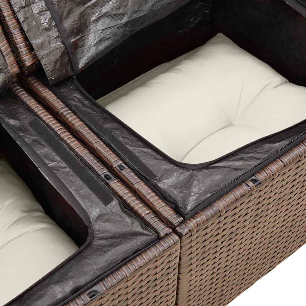 Sofasæt til haven 4 dele med hynder polyrattan brun