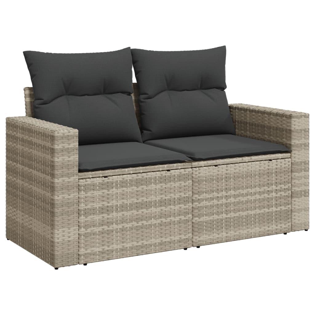 Sofasæt til haven 6 dele med hynder polyrattan lysegrå