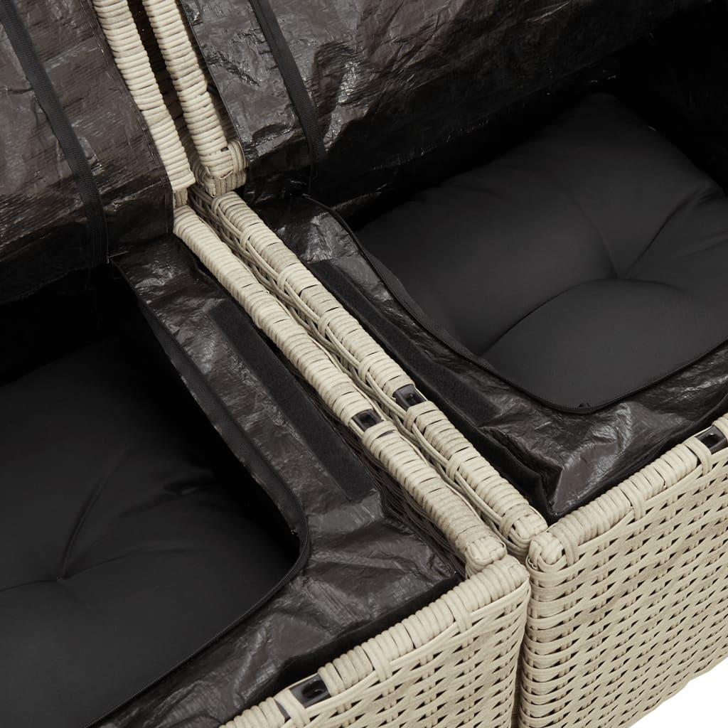 Sofasæt til haven 6 dele med hynder polyrattan lysegrå