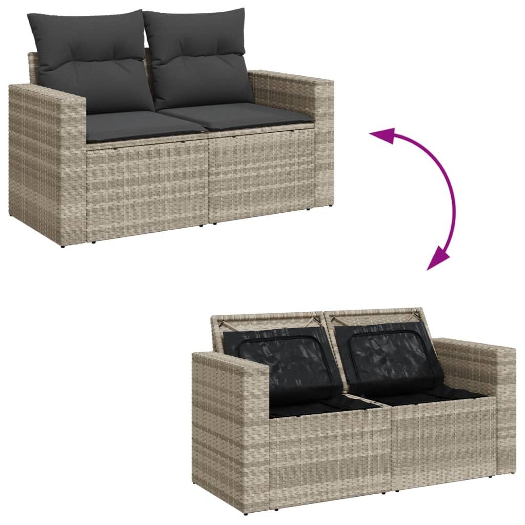 Sofasæt til haven 4 dele med hynder polyrattan lysegrå