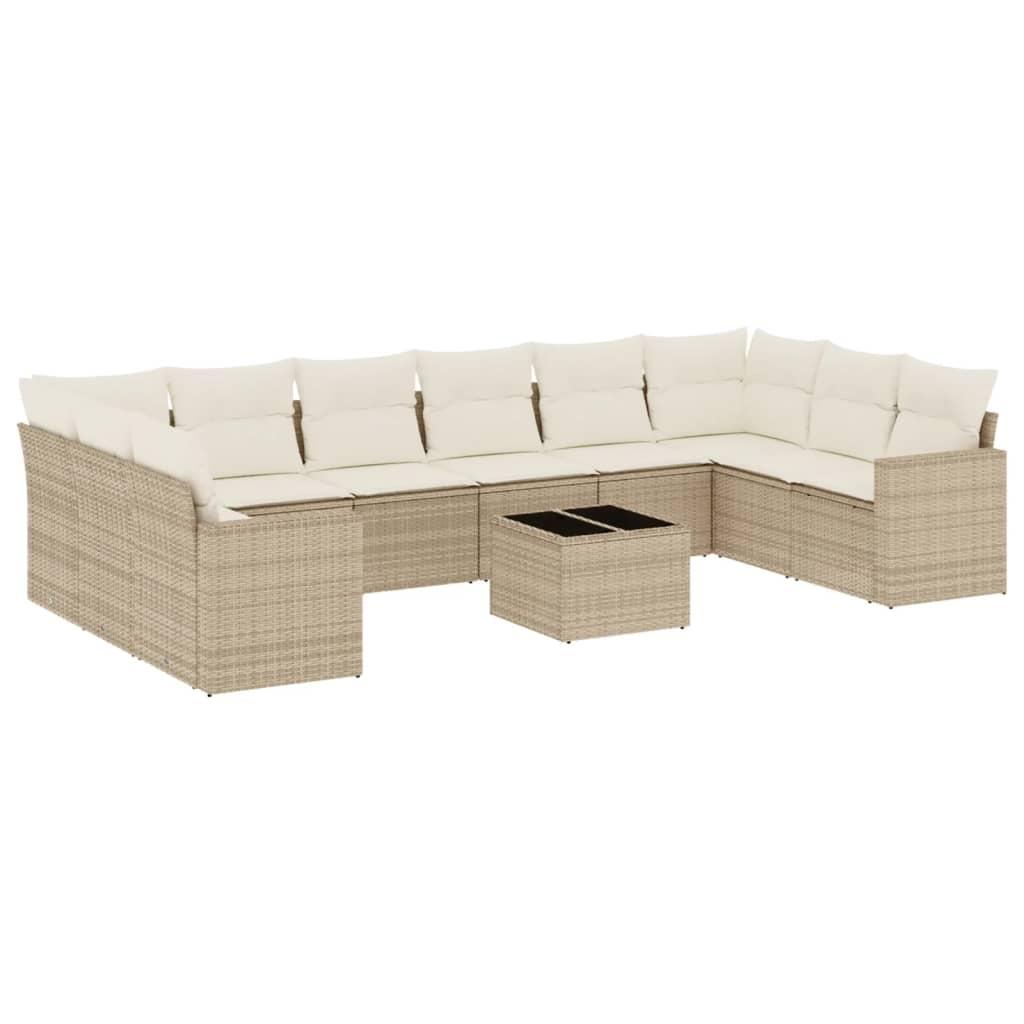 Sofasæt til haven 11 dele med hynder polyrattan beige