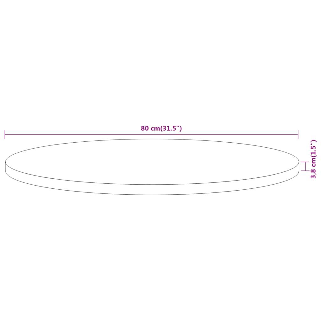 Bordplade Ø80x3,8 cm rund massivt akacietræ