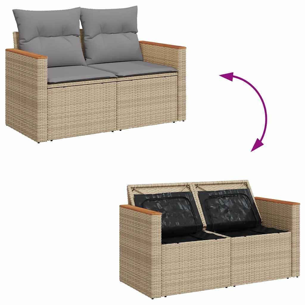 Sofasæt til haven 7 dele med hynder polyrattan beige