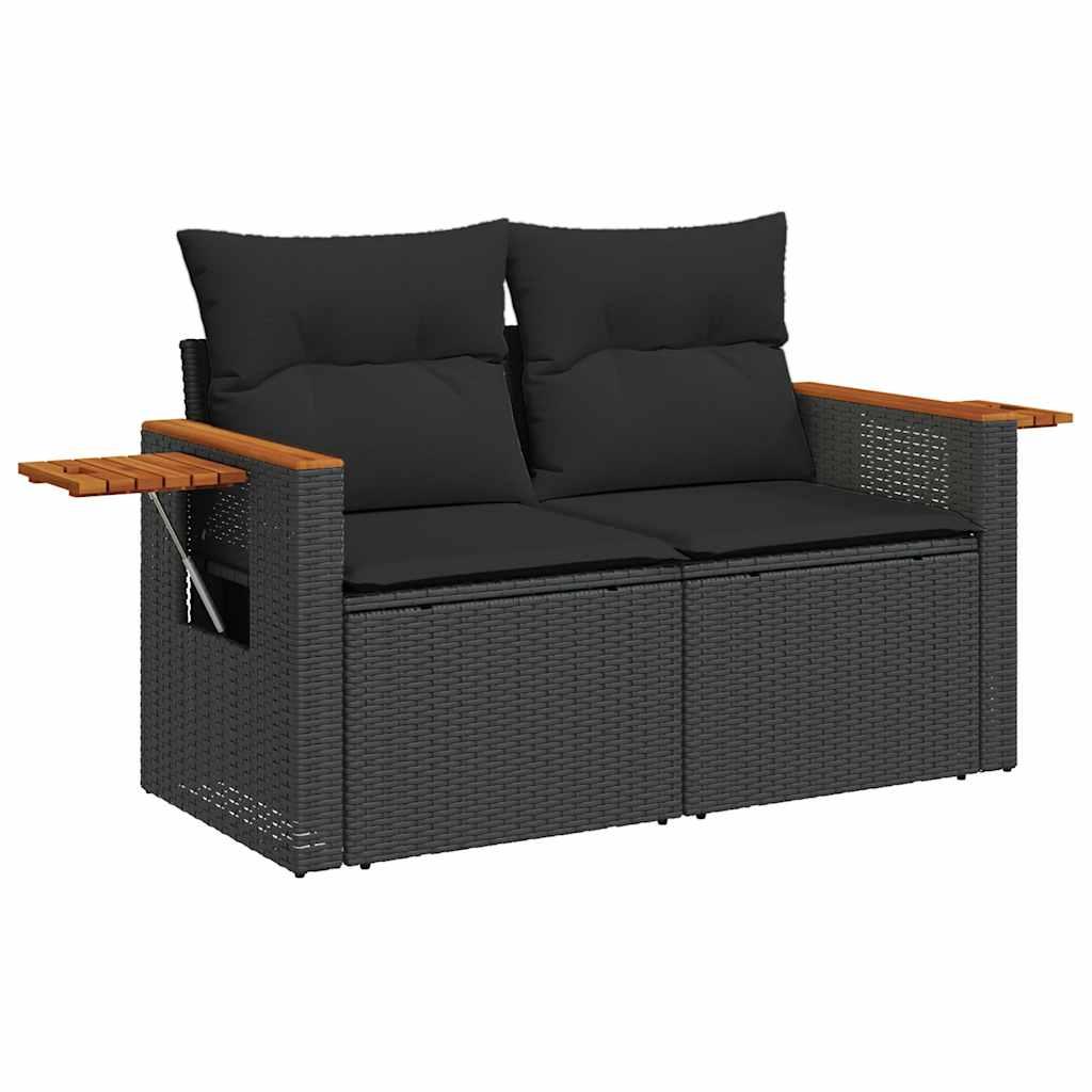 Sofasæt til haven 5 dele med hynder polyrattan sort