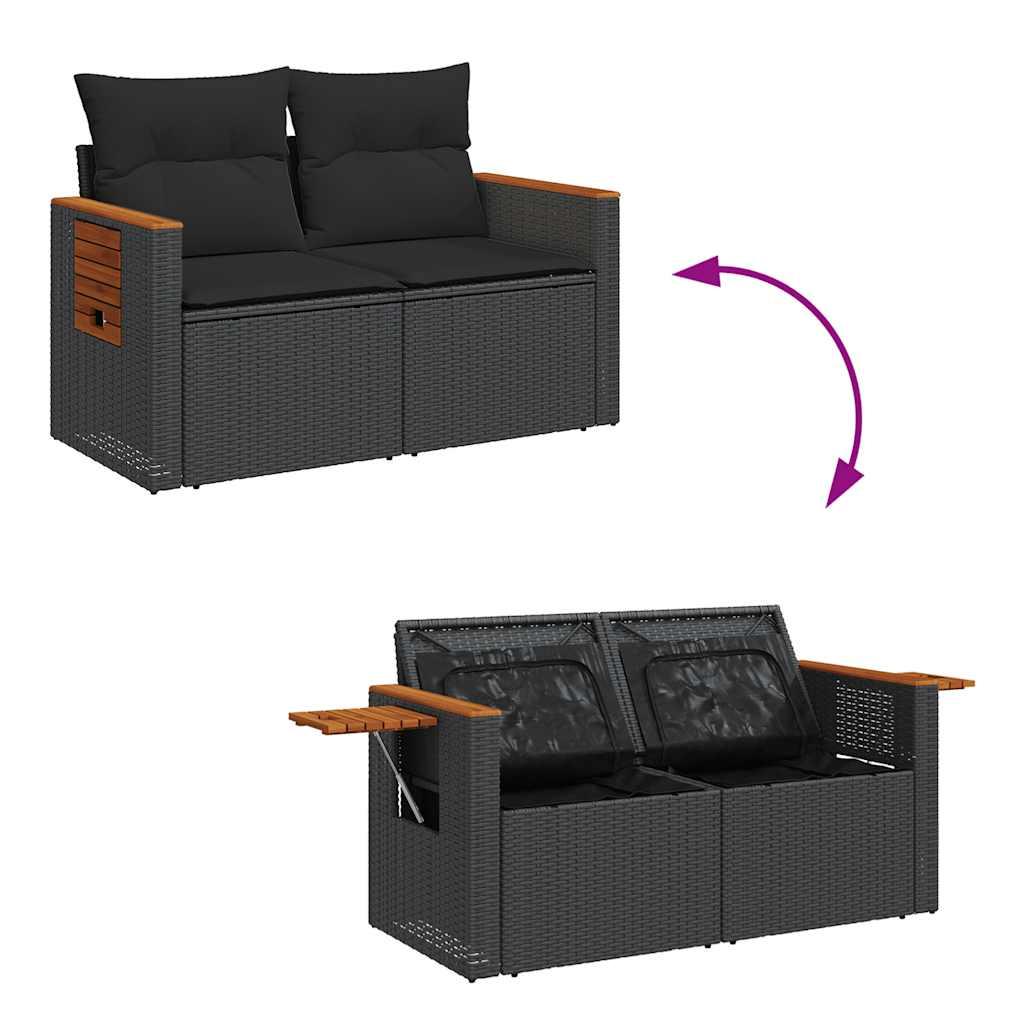 Sofasæt til haven 5 dele med hynder polyrattan sort